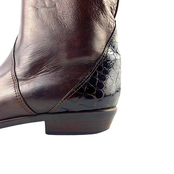 CARAVELLE Chocolate Brown Soft Leather Made in Italy Slip On Tall Boots - Picture 7 of 9